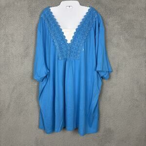 Liz & Me Women's Top Plus Size 4X Embroidered Henley Short Sleeve